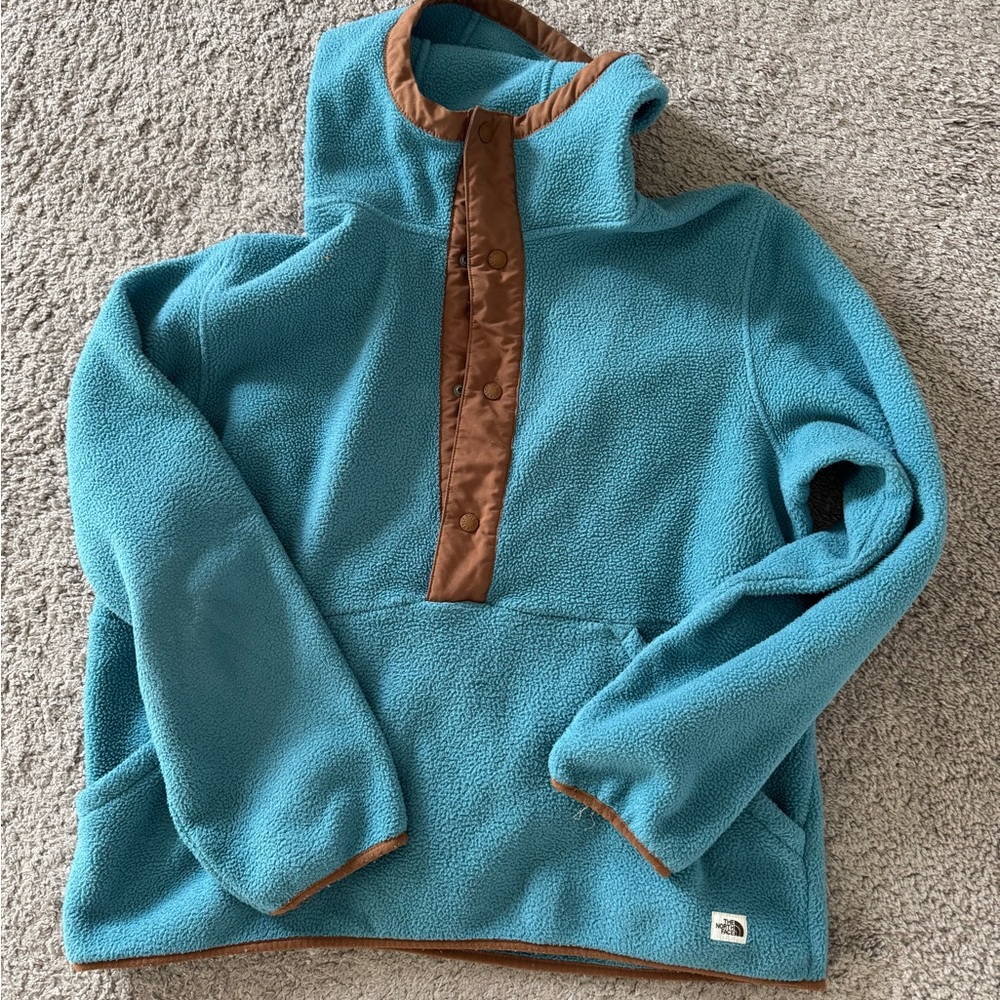 The North Face Teal and Tan Fleece Jacket